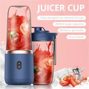 Copo espremedor elétrico de 6 lâminas, 2 copos para viagem, misturador portátil, carga usb, suco de frutas frescas, liquidificador pessoal, smoothie 6 principais vendas torneira elétrica de inox - №3