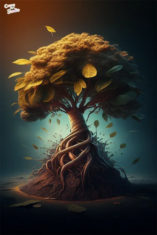 2026 Abstract Fantasy Dollar Gold Money Tree Wall Art Canvas Painting  Modern Poster Print for Living Room Office Home Decor 