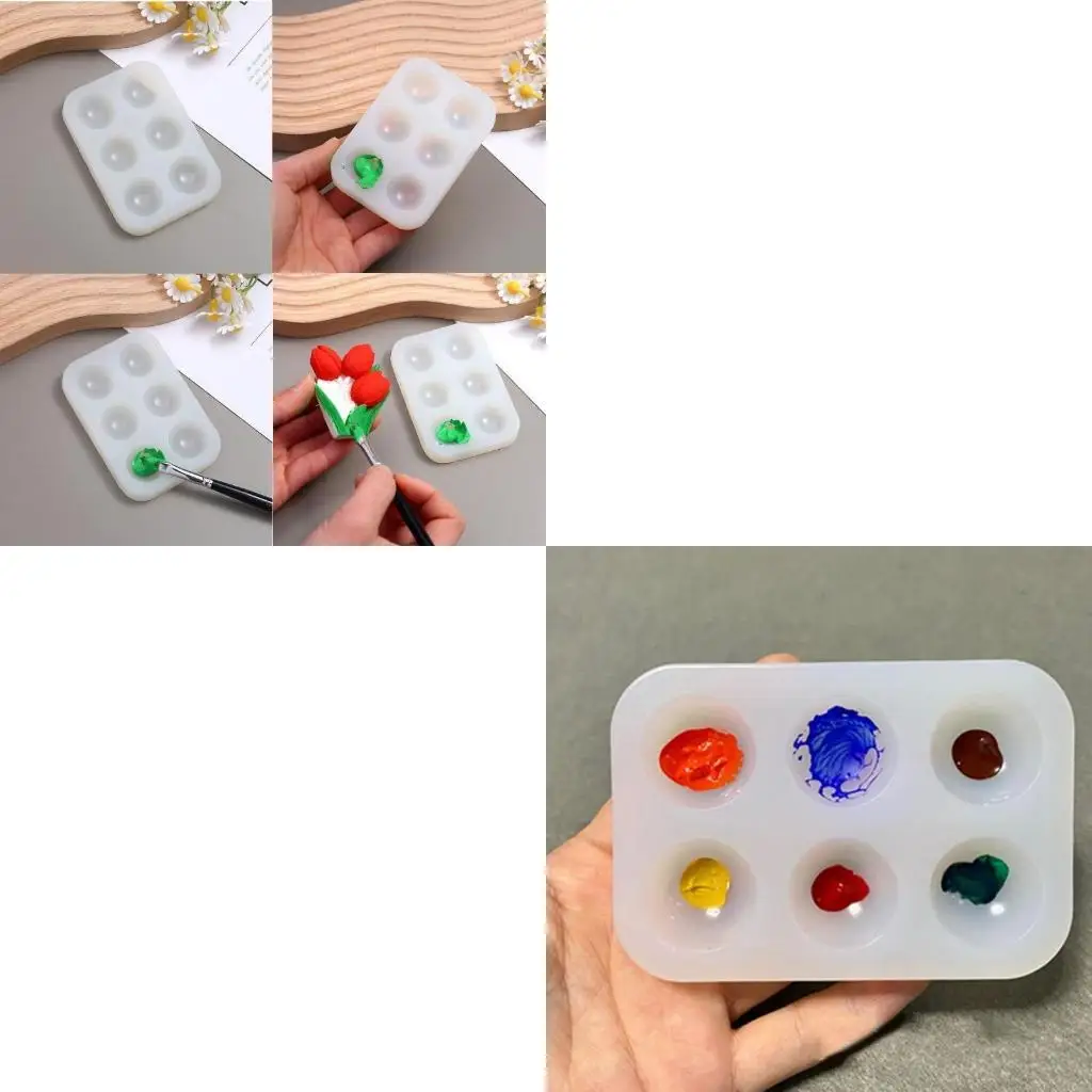 195C Silicone Artist Paint Palette Mold Color Palette Shaped Pattern Paint Tray Resin