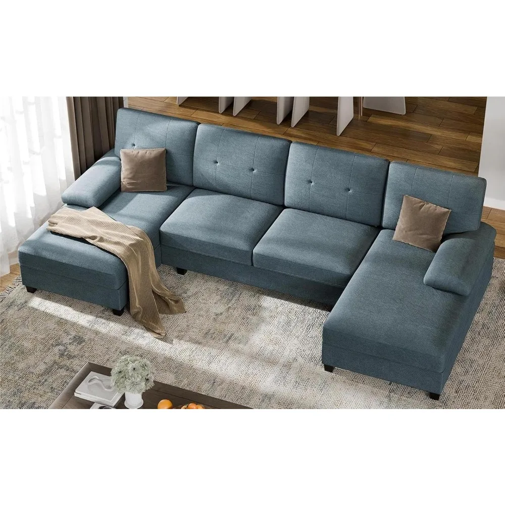 

Sectional Couches for Living Room, Convertible U-Shaped Sofa Couch with Double Chaise, 4 Seat Sofa Set Modular Sofa Couch for A