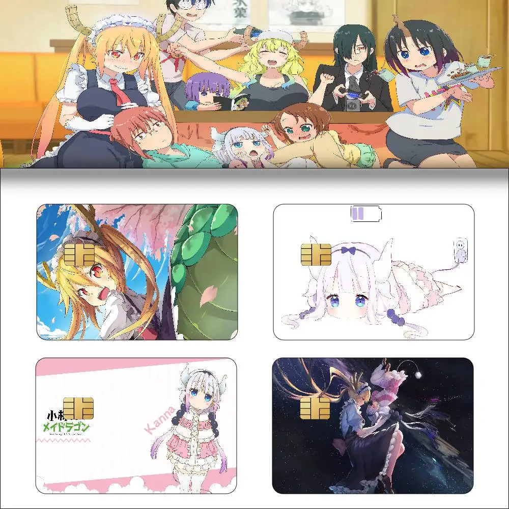 Anime Miss Kobayashi's Dragon Maid Anime Front Cover Film Sticker Skin For Credit Debit Card Small Large Chip 1 Set Of 4 Pcs