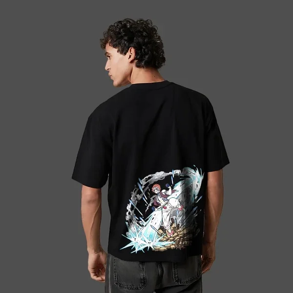 Demon Slayer Anime Akaza camiseta negra de gran tamaño para hombres y mujeres transpirable de alta calidad Y2K Camiseta de manga corta de verano Unisex