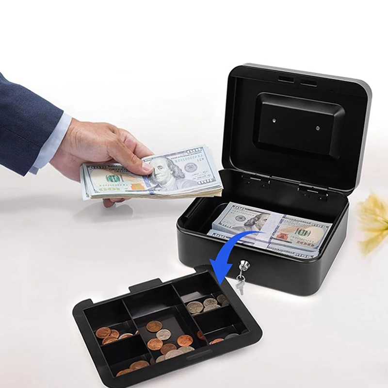 Metal Cash Box Mini Safe Lock Box Money Bank Metal Coin Bank Security Box Sturdy Cash Portable For Kids Coin Collection