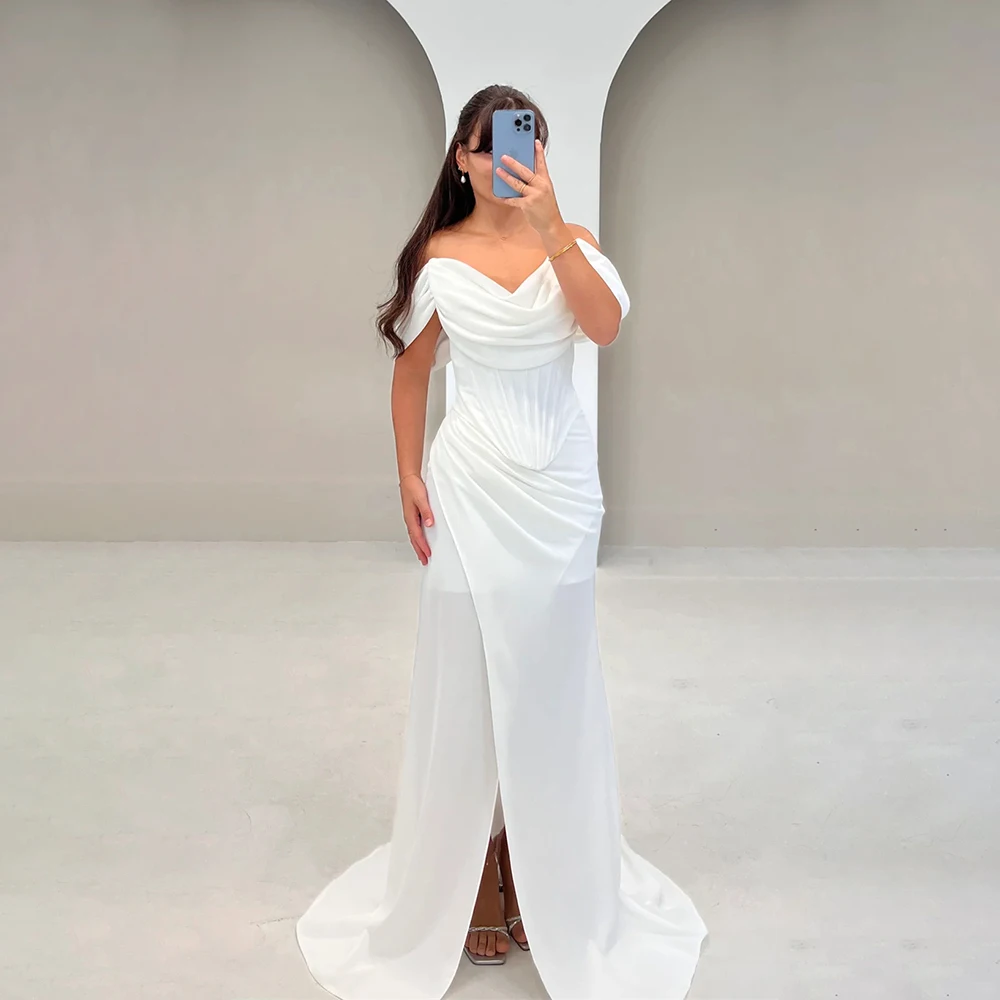 

Evening Dresses V Neck Mermaid Dress Front Split Off The Shoulder Prom Dresses Formal Gowns Party Dresses فساتين سهرة