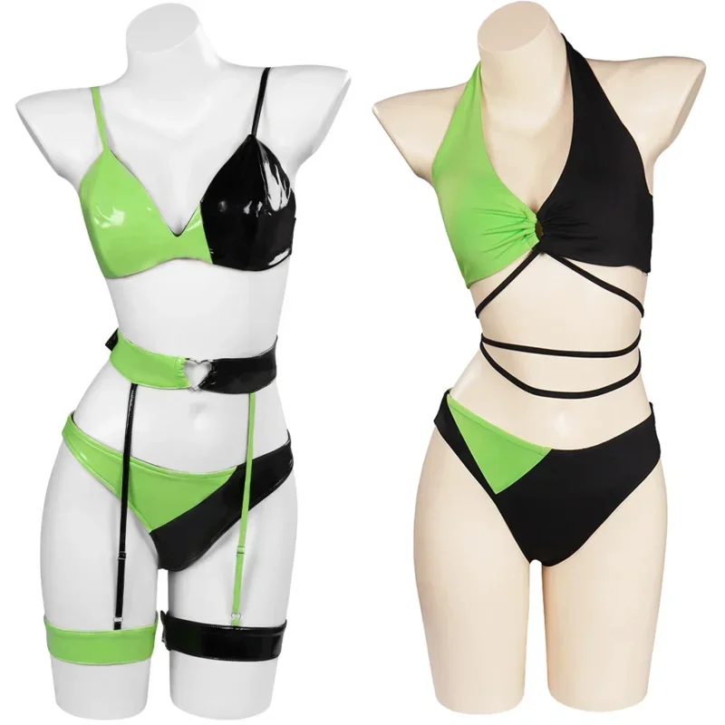 Sn88 Shego cosplay fantasy sexy lingerie set cartoon Kim female villain costume disguise summer adult women roleplay Fantasia ou