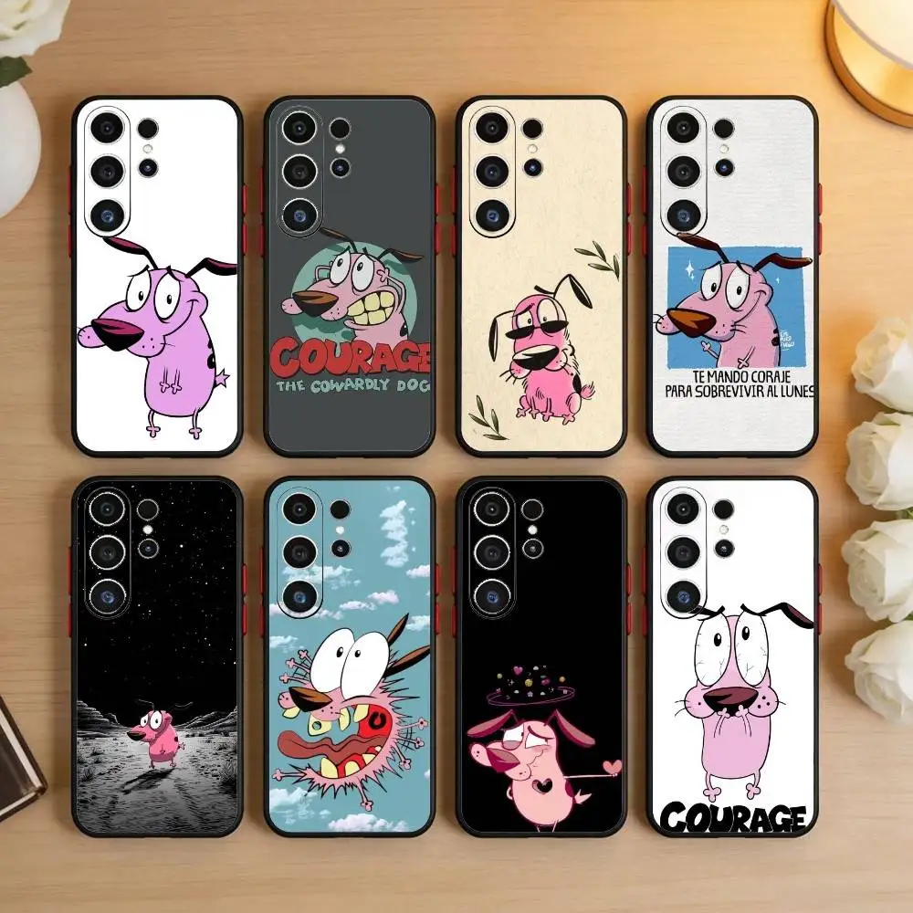 

Courages Cowardly Dog Phone Case For Samsung S26,S25,S24,S23,S22,S21,S20,Ultra,Plus,FE Black Soft Cover