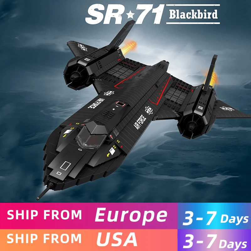 1775PCS SR-71 Blackbird Fighter Building Blocks Air Forceลาดตระเวนเครื่องบินเครื่องบินรุ่นอิฐชุดเด็กDIYของเล่นของขวัญ