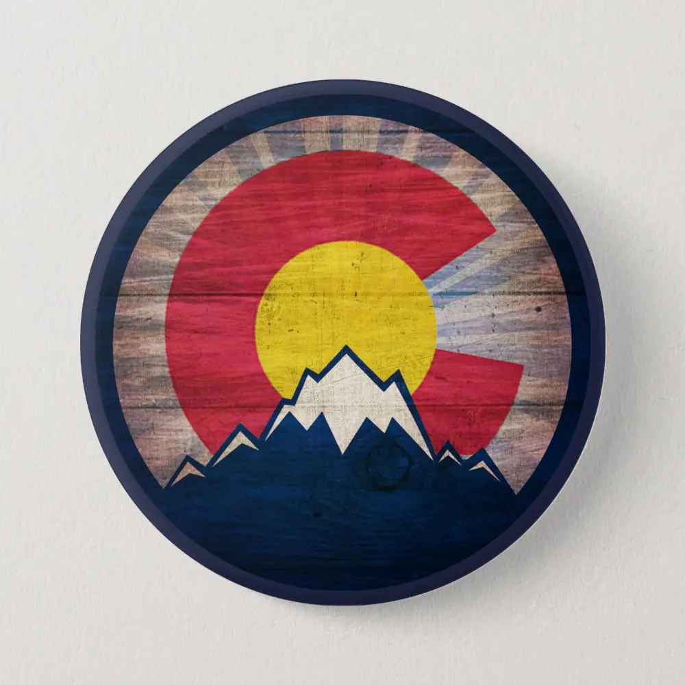 Rustic Wood Colorado Flag Mountains  Soft Button Pin Badge Lapel Pin Gift Brooch Metal Cute Clothes Lover Funny Fashion Hat