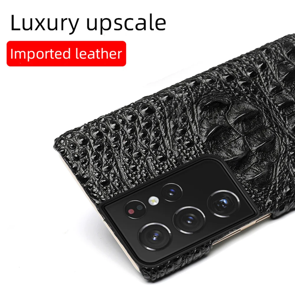 Genuine Leather 3d Crocodile Head Case For Samsung Galaxy S21 Ultra S20 Fe Note 20 10 9 S8 S9 S10 S20 S21 Plus Note20
