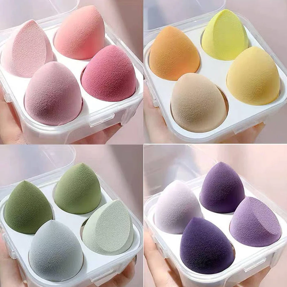 4pcs Box Beauty Egg Set Makeup Blender Cosmetic Puff Makeup Sponge Cushion Foundation Powder Sponge Beauty Tool Women Accessorie