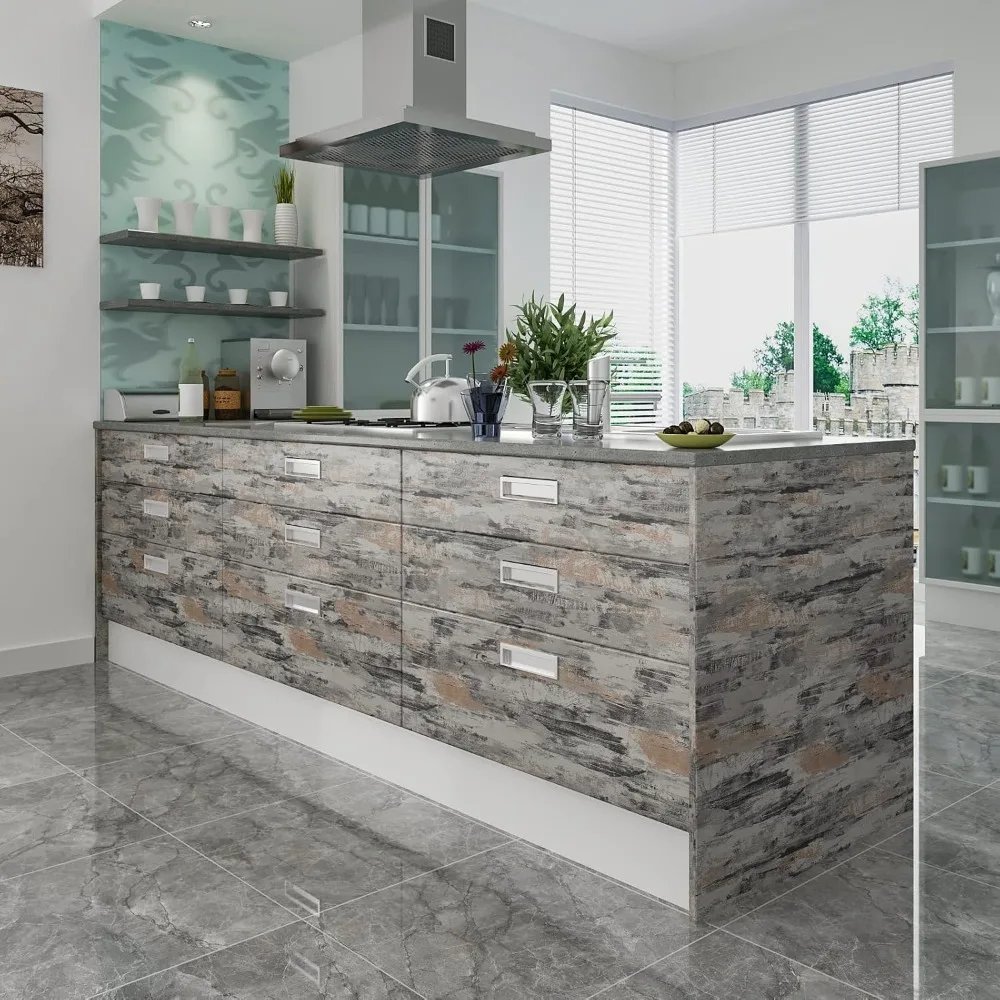 ورق اتصال كبير بمظهر خرساني - ورق حائط أسمنتي ملون مقاس 24 × 708، سميك جدًا ومتين لاستخدام الملصقات المزخرفة