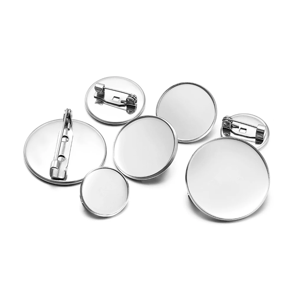 10 Stück Edelstahl 15mm 20mm Broschen-Basen, leere Fassungen für Cabochons und Kameos für DIY-Schmuckzubehör und Kleidungsdekoration – Detail 5