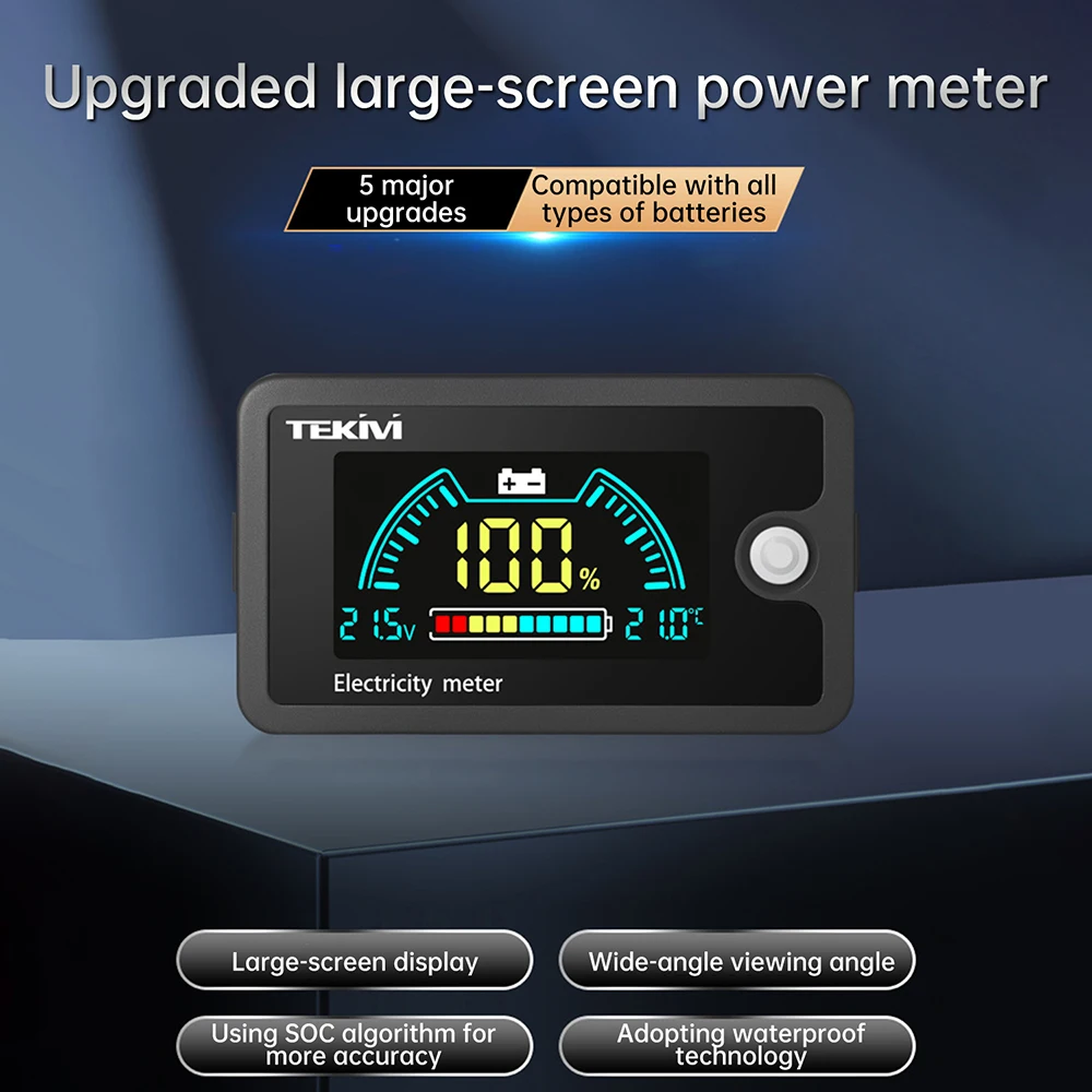 DC 8-100V LCD Digital Voltmeter Ternary/Lithium Iron Phosphate/Lead Acid Battery Capacity Indicator With Temperature Alarm