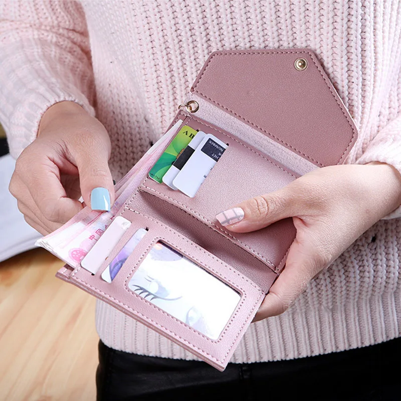 Cute Girls Wallets Hasp Coin Case Credit Bank Card Holder Tickets Bag Portable Small Purses Woman PU Leather Solid Mini Wallet