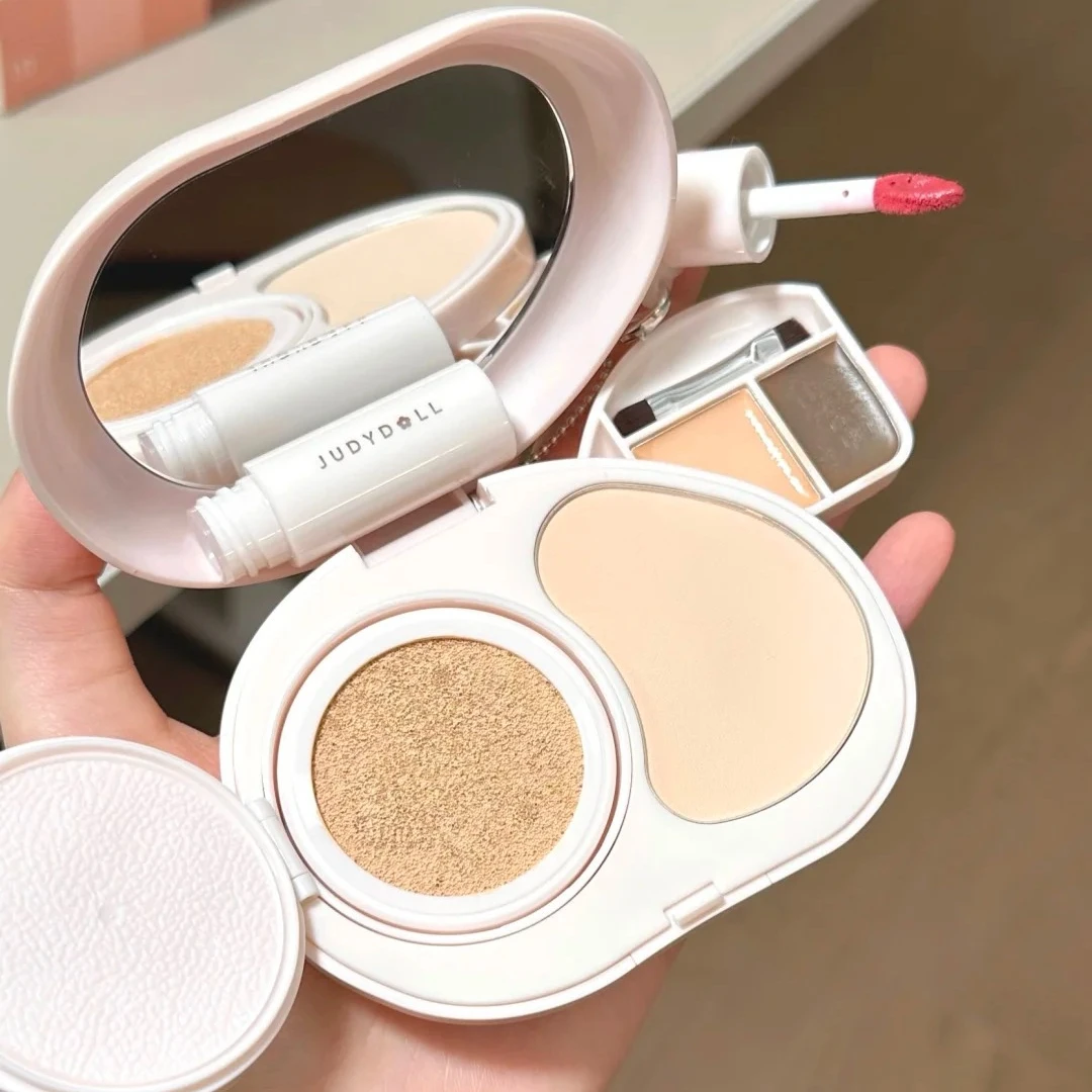 JUDYDOLL Lipstcik Blush High Concealer Cuscino d'aria Pressato in polvere Sopracciglio Kit completo per trucco viso portatile
