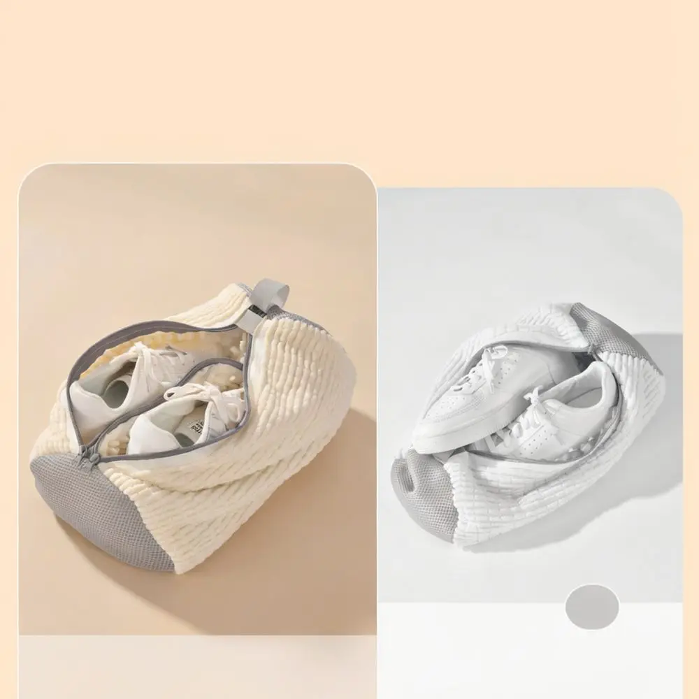 Thickened Mesh Shoe Cleaning Bag Cylindrical Laundry Protector Durable Pouch For Sneakers Tennis Shoes Machine Safe