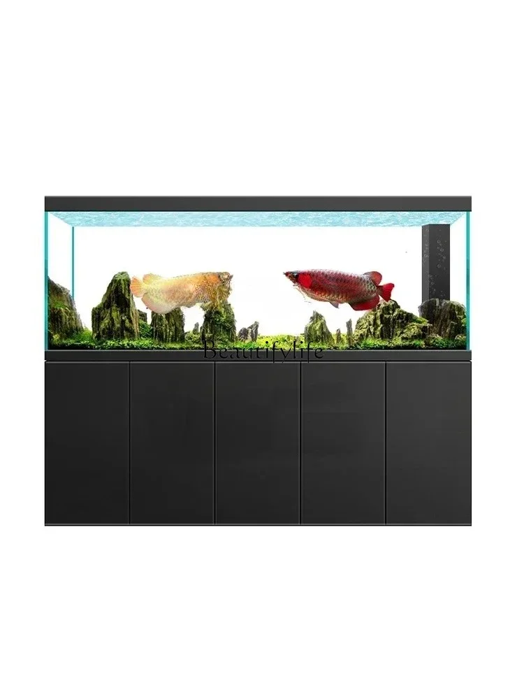 54Large aquarium widened bottom filter ultra-white glass floor cabinet, living room fish tank with cabinet integrated