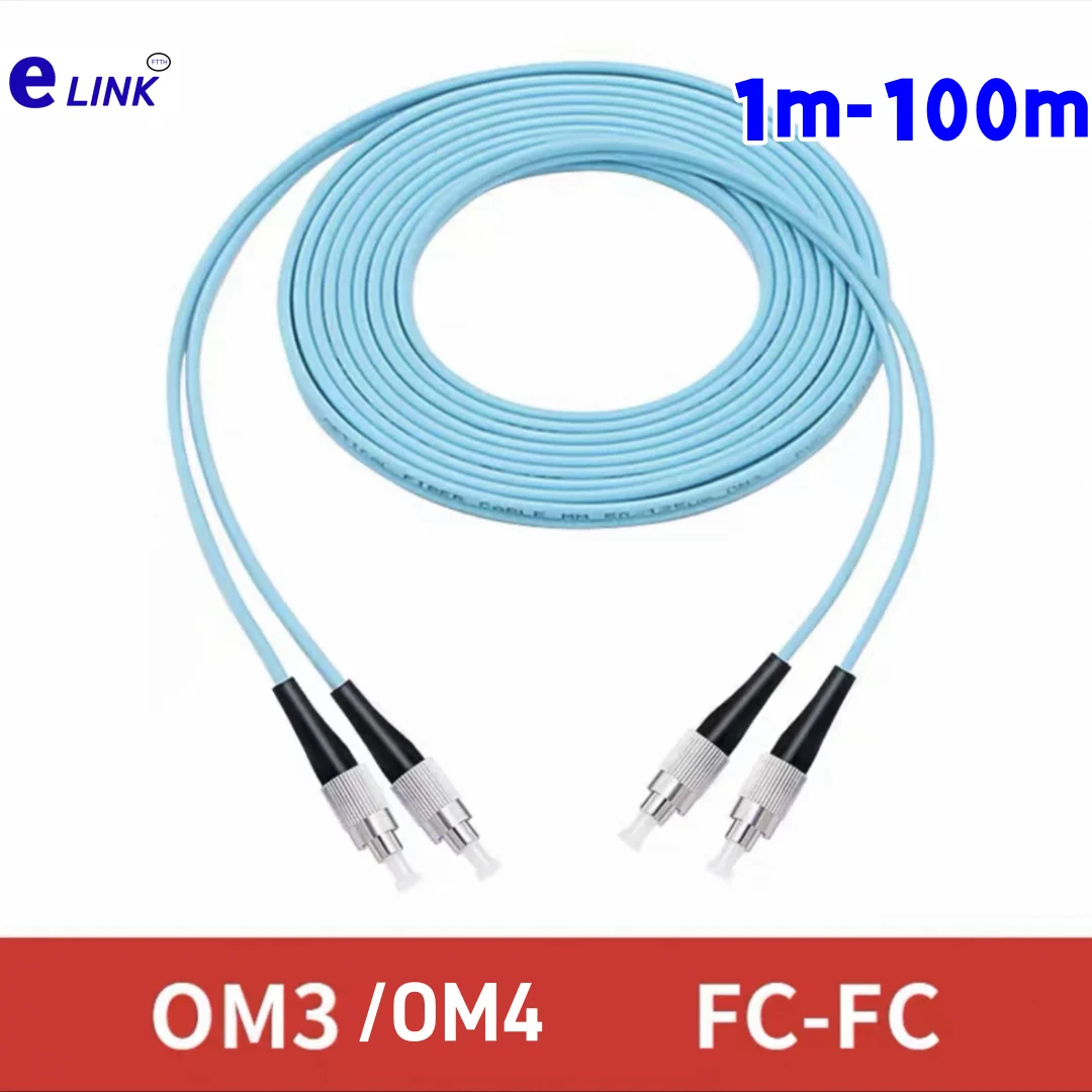 fiber patch cord FC-FC OM3 OM4 duplex 20m 30m 100m FC DX Multimode cable 1m2m3m5m7m10m optical fibre jumper free shipping ELINK