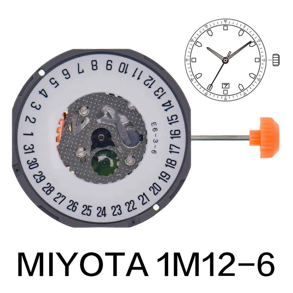 MIYOTA 1M12 Movement 1M12 Miyota Movement Watch Quartz Movement 1M12D-6 Movement Japan Three Hands Date at 6 Repair Part
