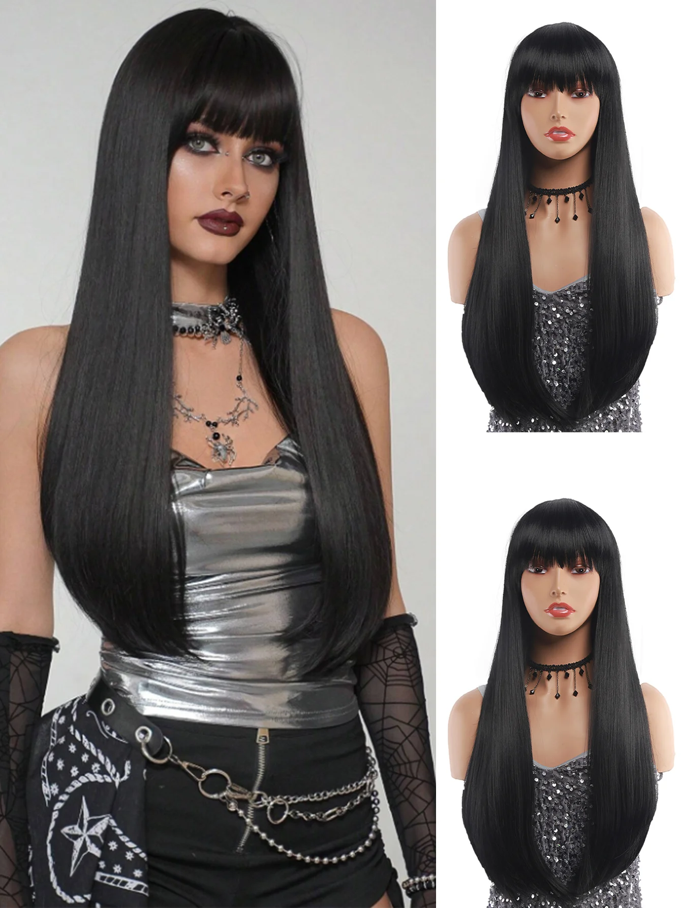 

Synthetic Wigs Long Straight Hair Natural Wig for Women Middle Part Wigs Cosplay Party Heat Resistant Fake Hair Halloween