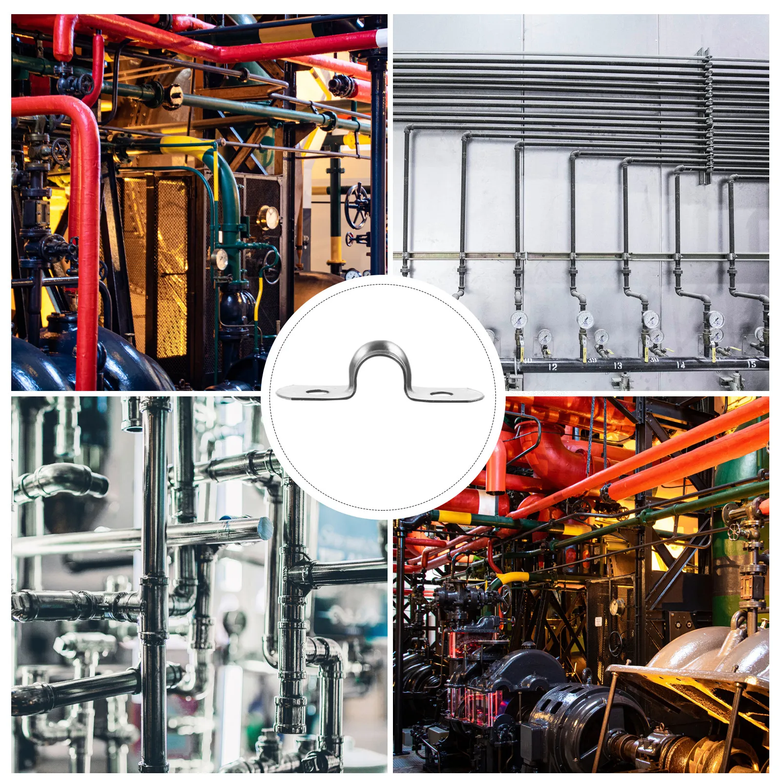 

100 шт. хомутов-скоб из нержавеющей стали для жесткого крепления труб, устойчивые к ржавчине, для фиксации трубопроводов, сантехники, нефтехимии, энергетики