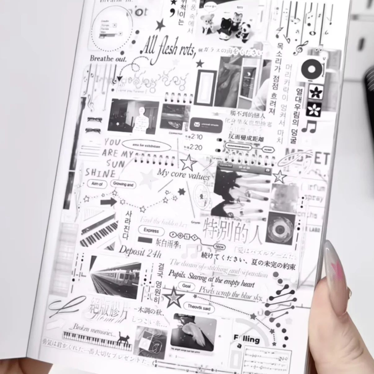 INS Koreanisches Stickerbuch im neuen Stil, literarisches Stickerbuch, ausgeschnittene Folien, niedliche Handkonto-DIY-Dekoration, Collagematerial, Dekoration – Detail 4