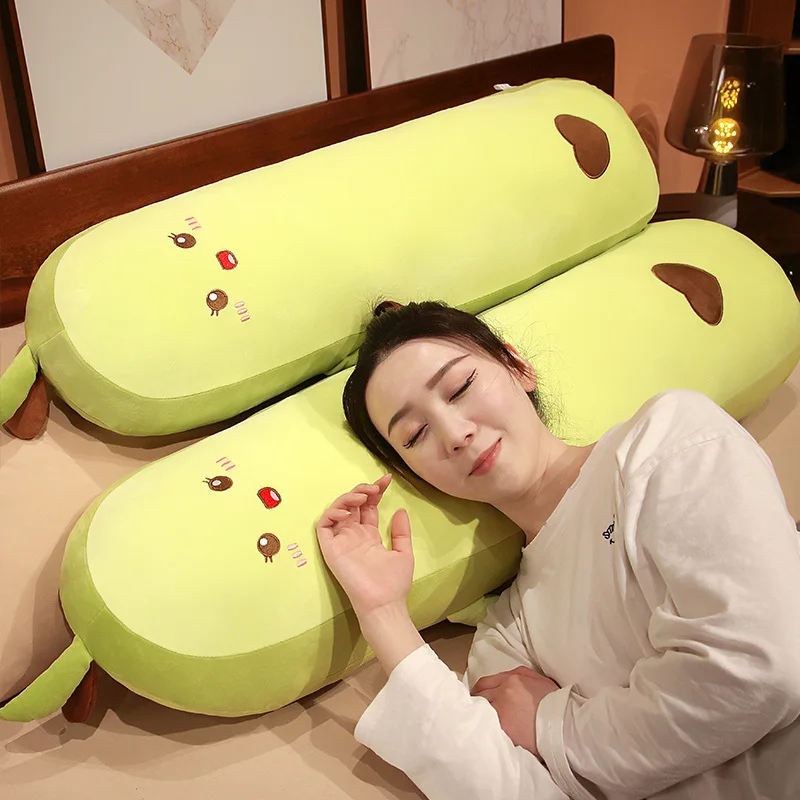 الأخضر الأفوكادو وسادة طويلة محشوة الفاكهة بلوشي Peluche رئيس دعم تعزيز القلب نمط Kawaii رفيق النوم هدية