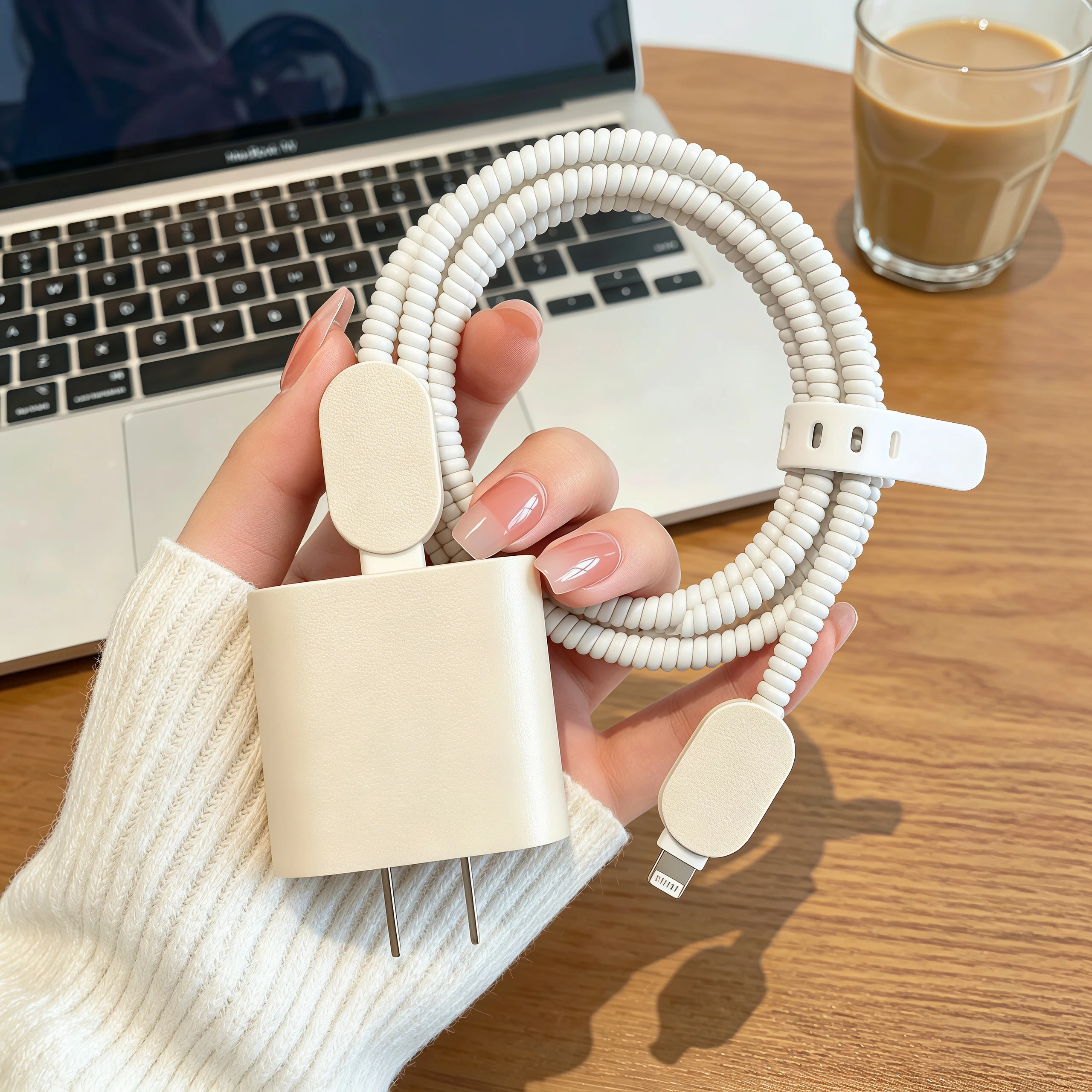 For Apple 20w charger protective case TPU material imitation leather suitable for iPhone fast charger data cable winding