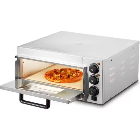 VEVOR Commercial Pizza Oven Countertop, 14" Single Deck Layer, Stainless Steel Electric Pizza Oven with Stone and Handle