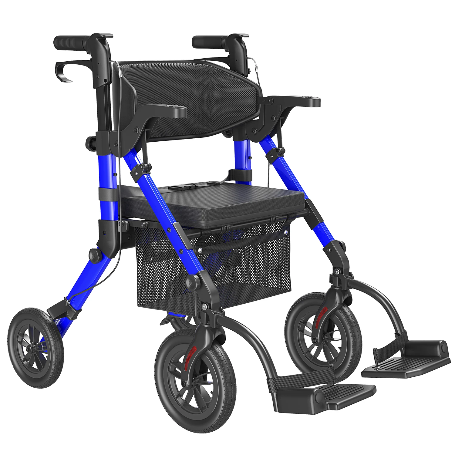 Rollatorrollators voor senioren met zitting, rollator-rolstoelcombinatie, transportrolstoel lichtgewicht opvouwbaar