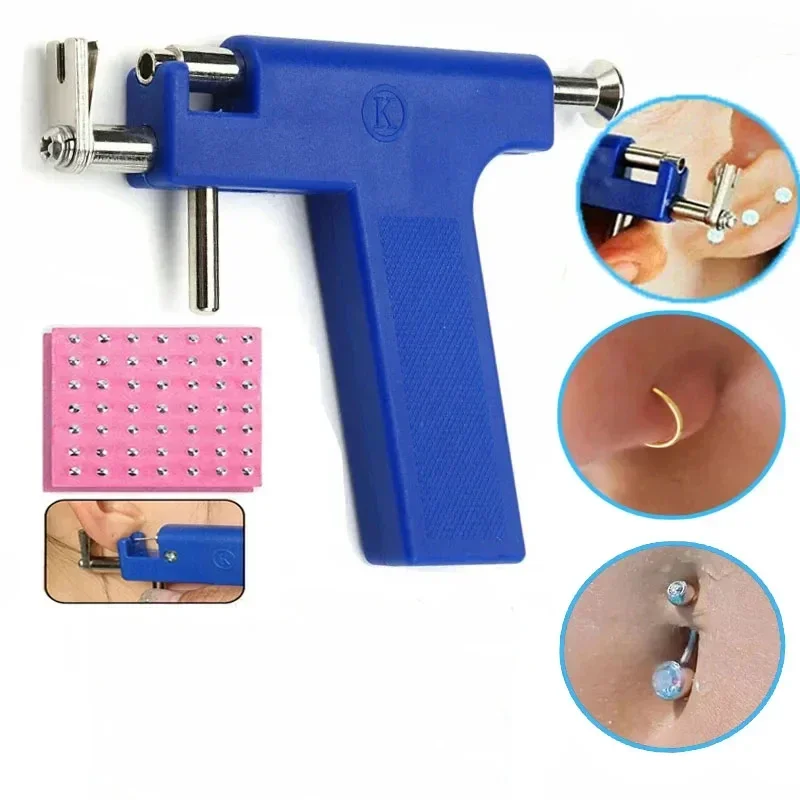 Stainless Steel Fashion Healthy Safety Ear Piercing Gun Round NO PAIN Piercer Tool Machine Kit Stud Jewelry