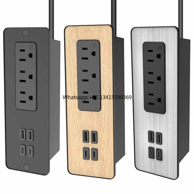 

65W 4USB US Standard Office Furniture in Desk Recessed Power Strip Socket Outlet for Home Office Hotel with 3 Colors Sticker