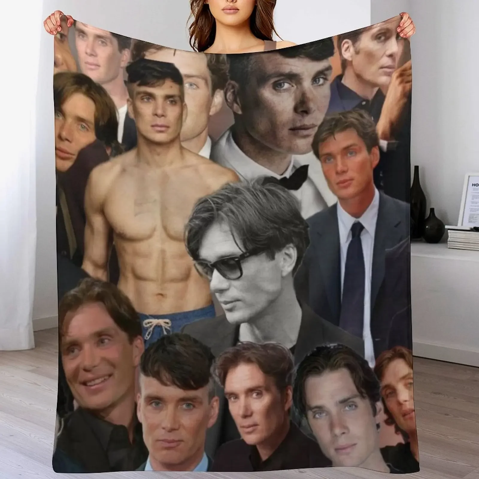 

Cillian Murphy photo collage Throw Blanket Cozy Home Blanket Gift for Christmas Holiday