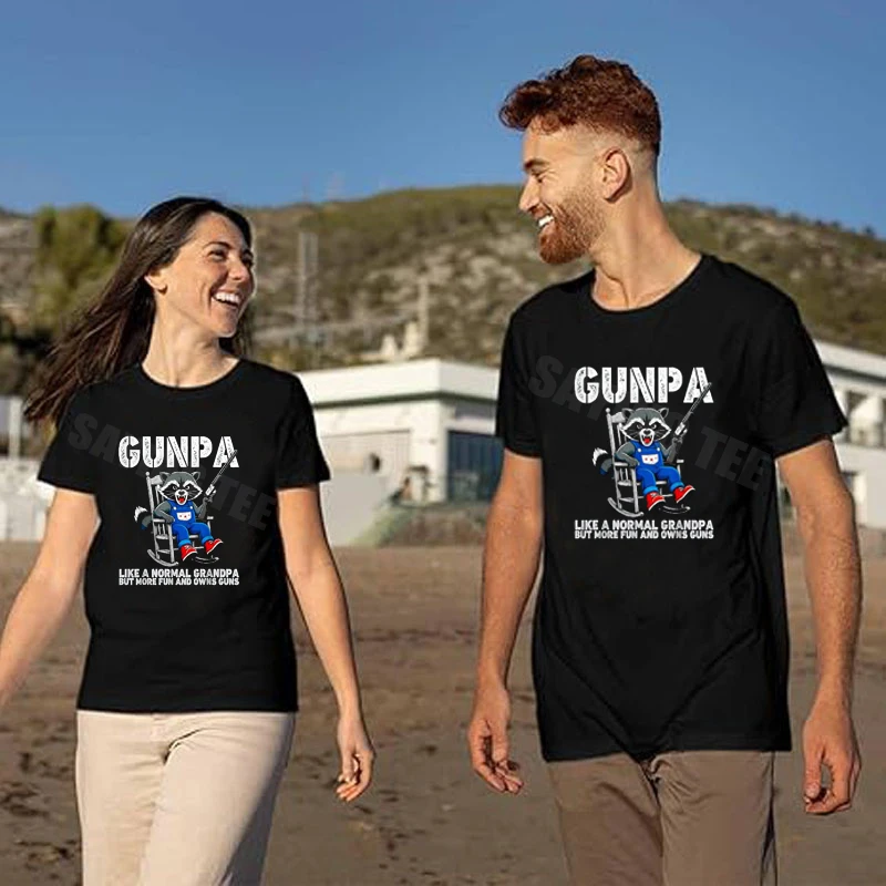 Gunpa Like A Normal Grandpa But More Fun and Owns Guns Men T-Shirt Y2k Fashion Awesome Papa Grandfather Saying Tee Novelty Tops