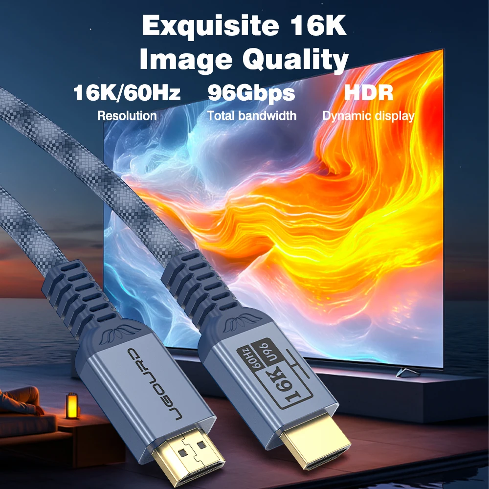 Kabel HDMI 2.2 UGOURD 96Gbps Ultra96 8K@240Hz 16K@60Hz 4K@144Hz 48Gbps Kompatybilny z EARC VRR Dynamic HDR 3D Dolby Atmos — zdjęcie produktu 2