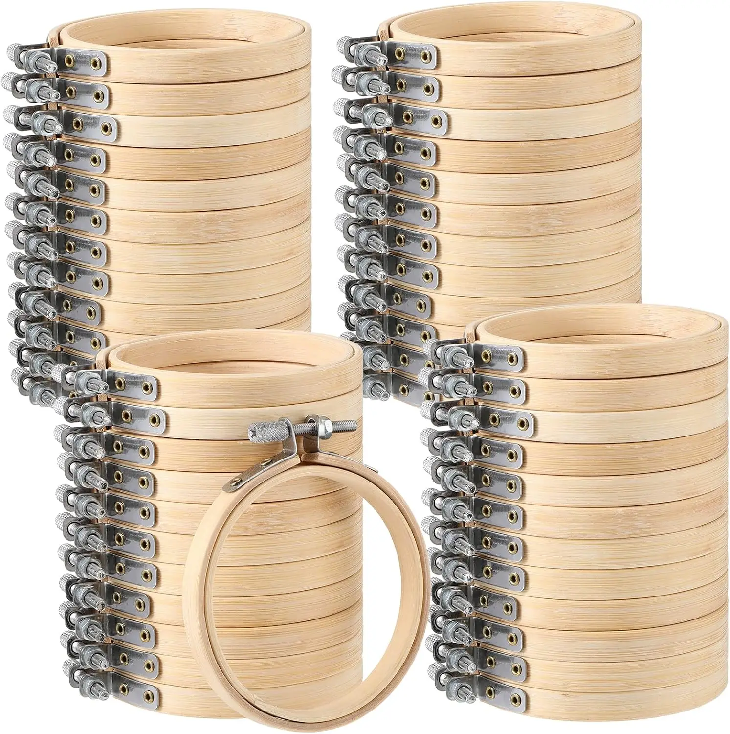 48 Pcs Small Embroidery Hoop Bulk Tiny Wooden Round Bamboo Sewing Circle Cross Stitch Embroidery Hoop for Craft Art Handy Sewing