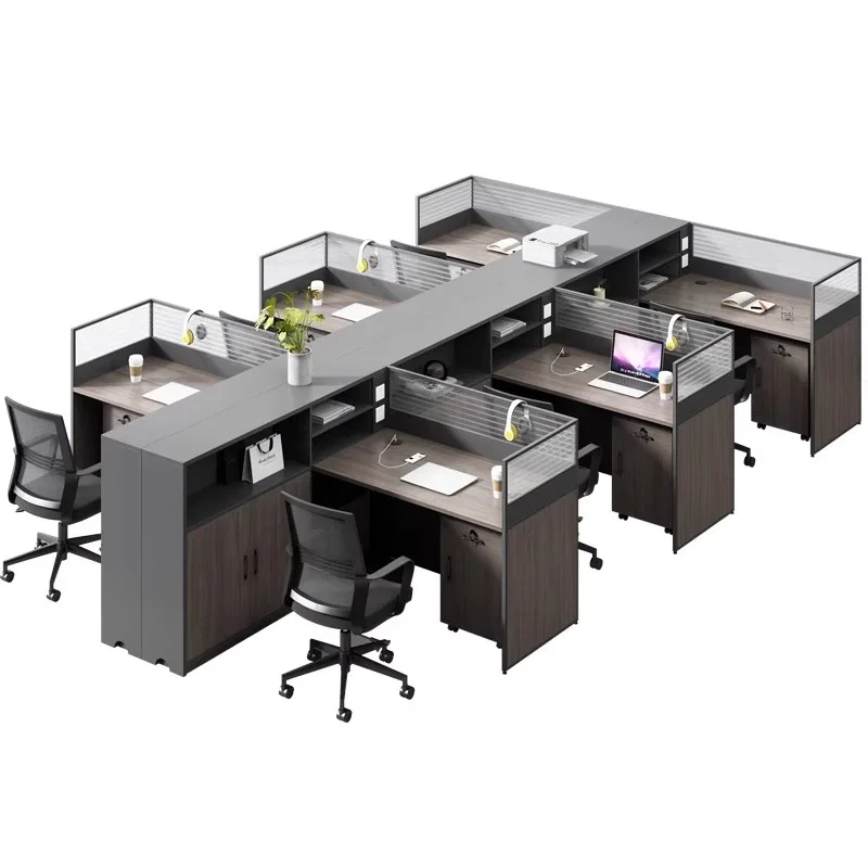 Desk combination screen Work space Staff table Financial partition Card space 4 people 6 people Staff computer desk and chai