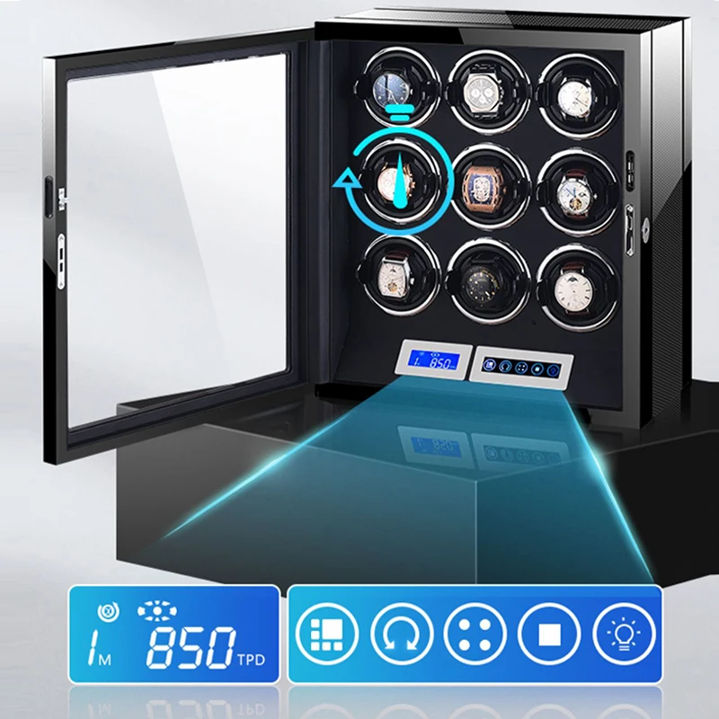 IBBETON العلامة التجارية الأسود بصمة LED نموذج ملفاف ساعة جهاز 2/3/6/9/12/24 صندوق ساعة كبير #6