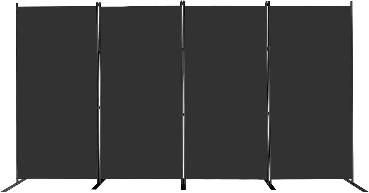 

4 Panel Room Divider 6ft Tall Freestanding Privacy Screen 136'' W Portable Office Partition w/Flat Base, Black
