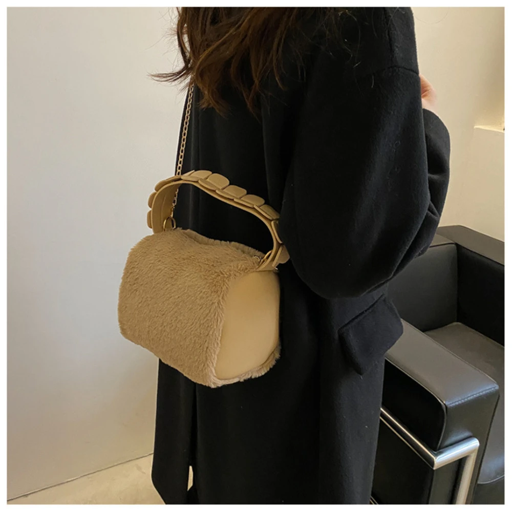 Fashion Women Handbags Winter Soft Plush Clutch Purse Shoulder Bags Ladies Chain Underarm Bag Female Solid Color Messenger Bag