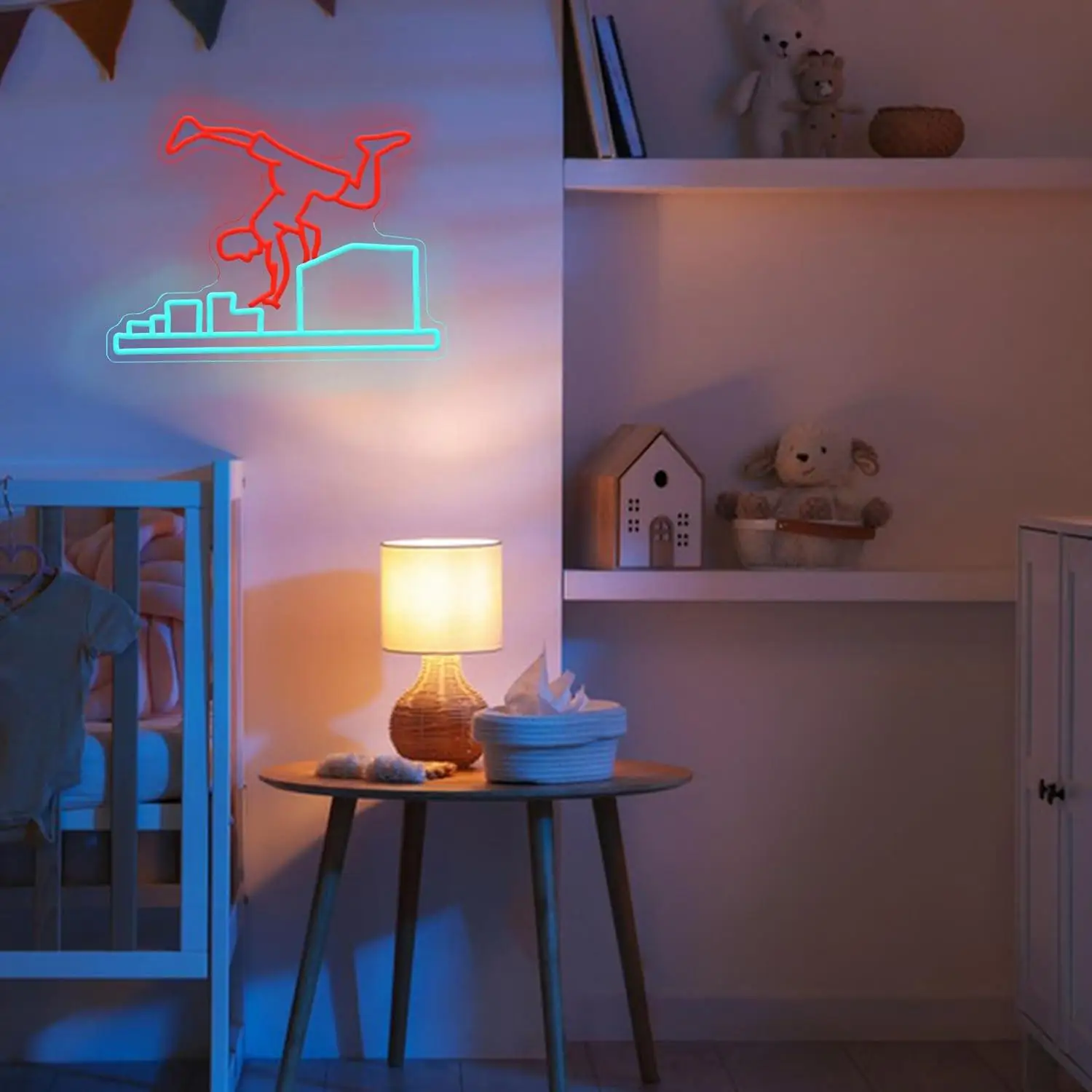 Parkour Neon Sign USB Dimmable LED Light for Boys Bedroom Man Cave Club Party Athlete Wall Decoration Night Light Gifts for Kids