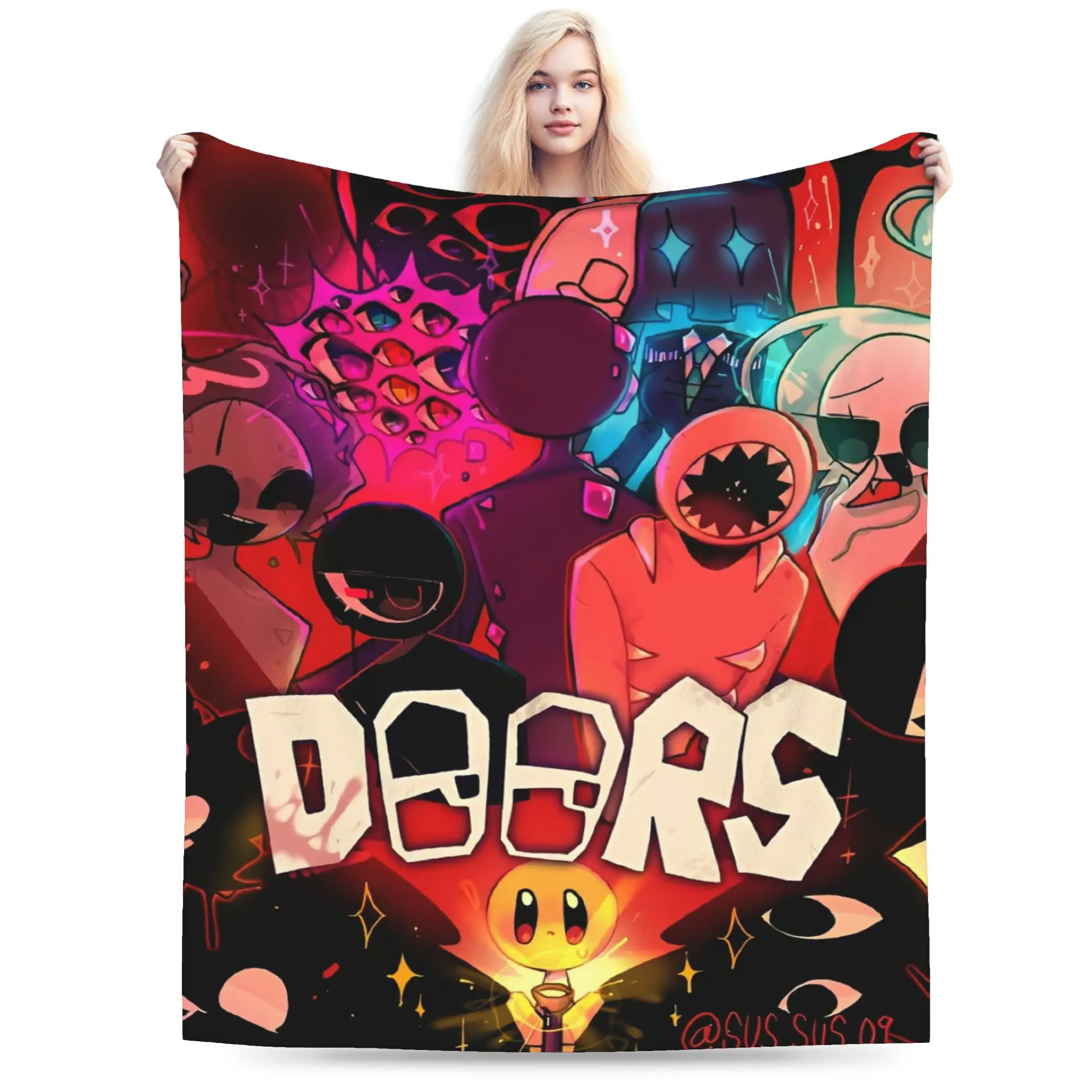 DOORS Horron Game Merch Blankets Soft Fleece  Throw Blanket Cozy Bedding Throws