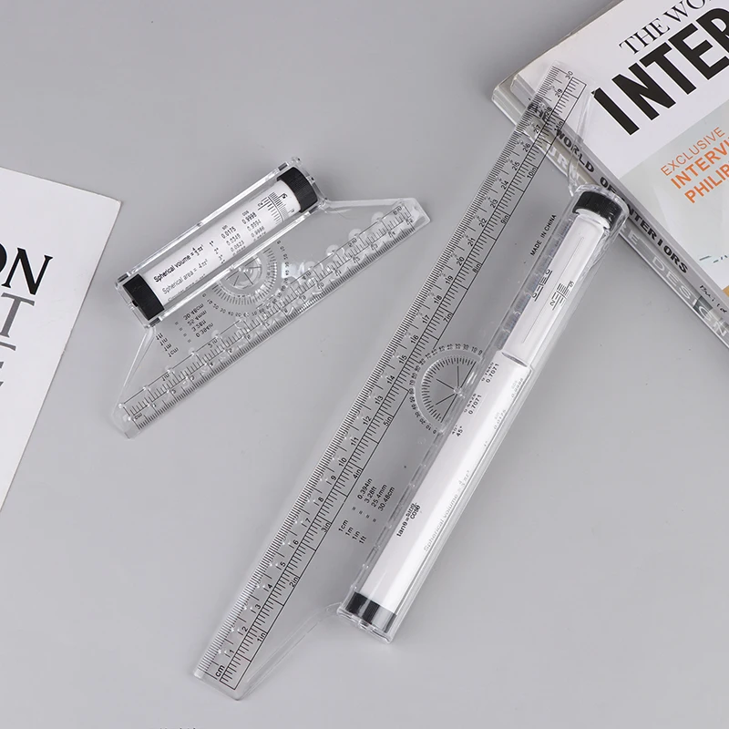 Angles Line Ruler 15cm 30cm Multi-Function Drawing Tool Metric Rolling Ruler Clear Parallel Rolling Ruler