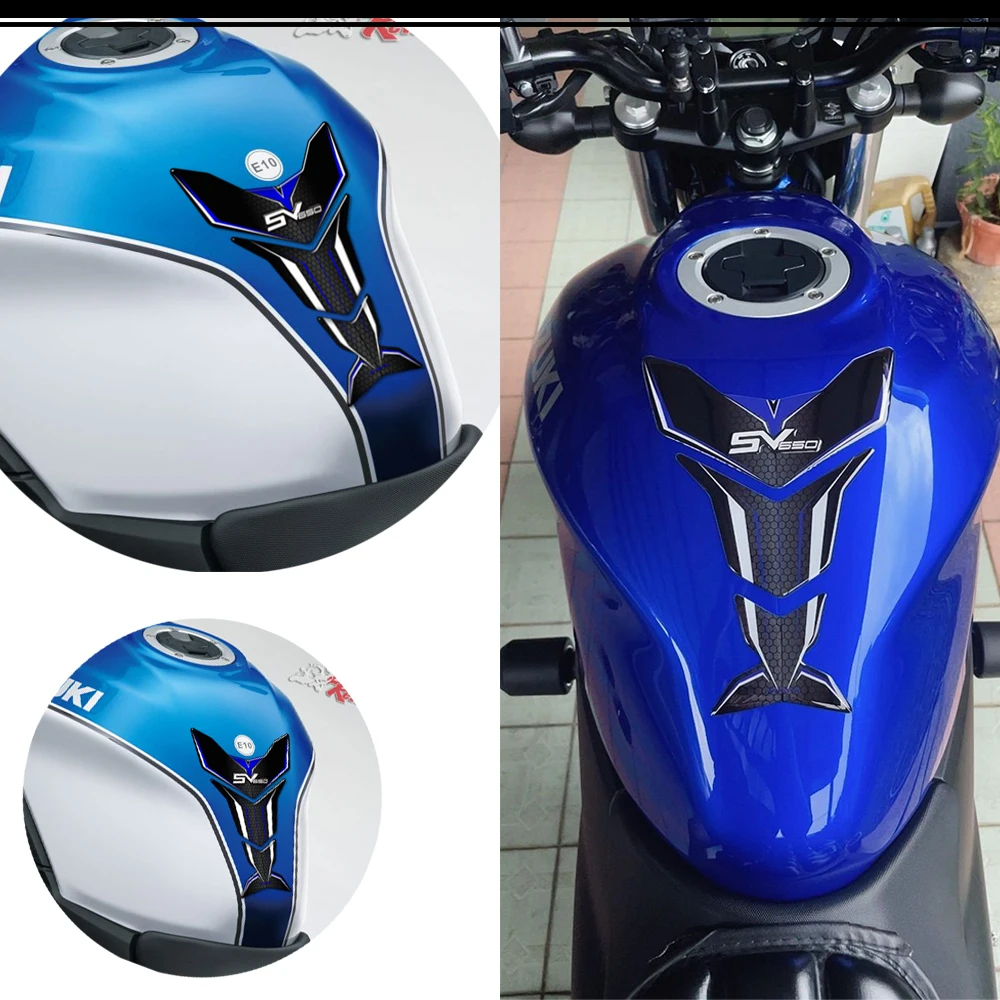 

For SV650 SV650S SV650X SV 650 S X Tank Pad Gas Tank Grips Side 3D Stickers Knee Grips Protectors Decal Kit 2016-2022