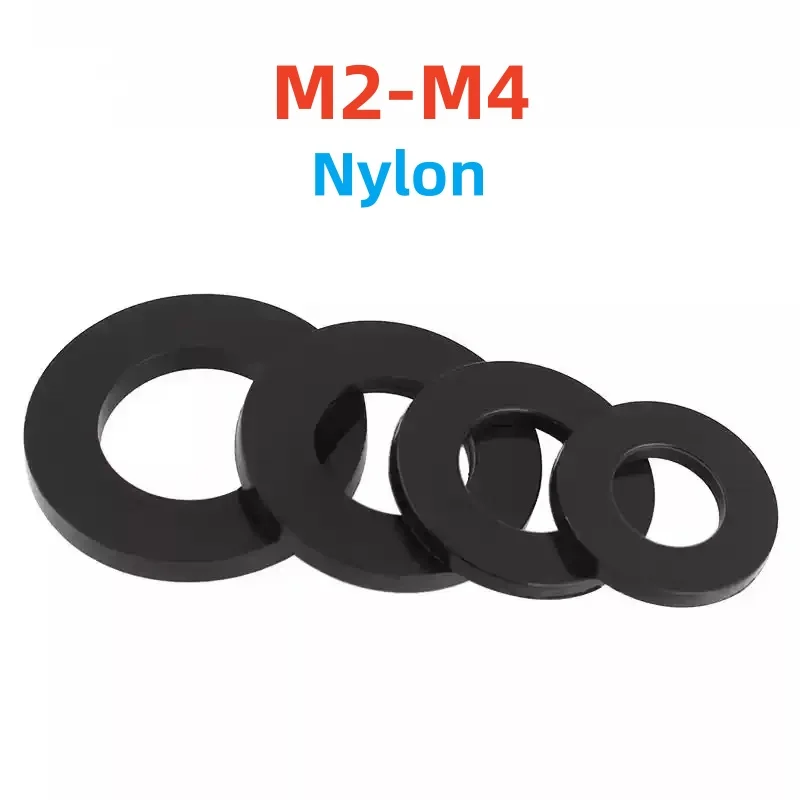 M2 M2.5 M3 M4 Black Plastic Nylon Flat Washer Plastic Insulation Spacers Seals Nylon Washers Flat Gasket 0.5/0.8/1/2mm