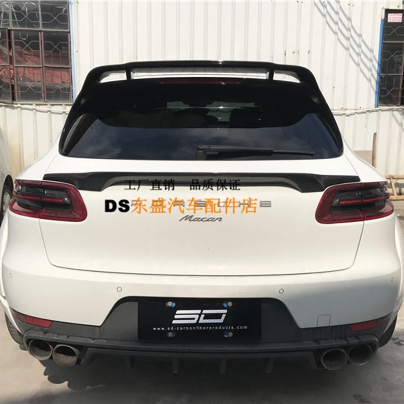 

3pcs For Porsche Macan 2014-2017 Car Styling Carbon Fiber Rear Roof Spoiler Lip Window Top Wing Splitter