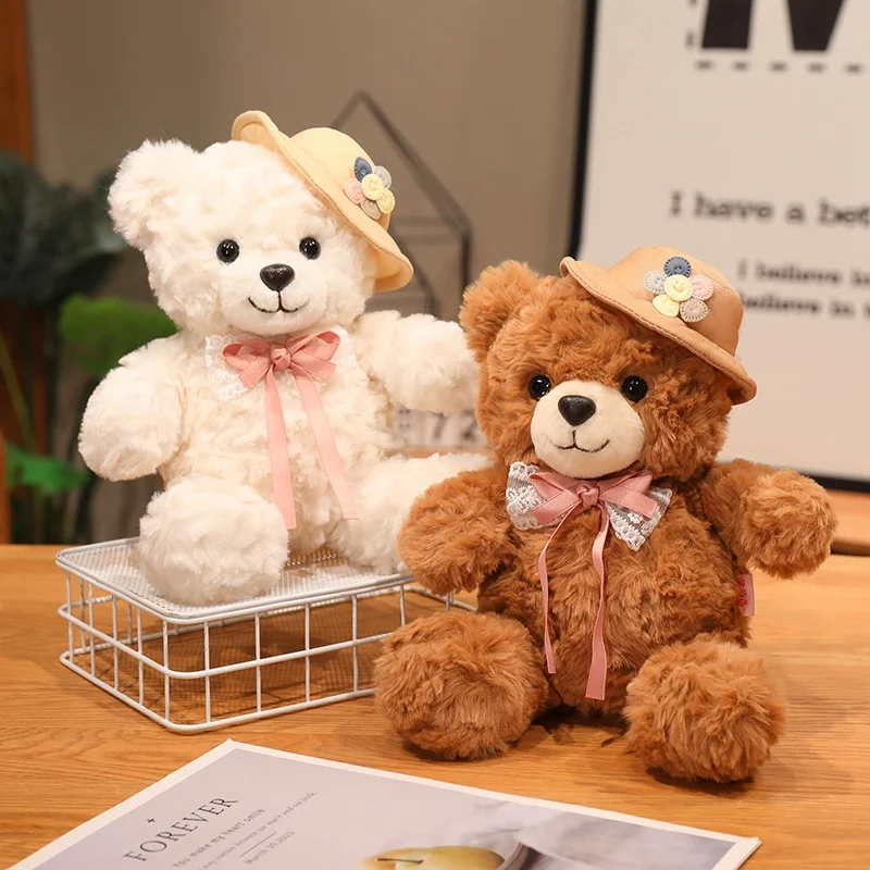 

﻿ 25cm Classics Bear Plush Toy wear Hat&Scarf Bear Doll Cute Soft Holding Multi Color Bear Doll Home Decoration