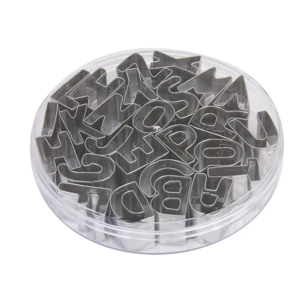 

26Pcs Metal Alphabet Cookie Biscuit Cutters Stainless Steel Letters Fondant Cake Decorating Mold Set Alphabet Cutters