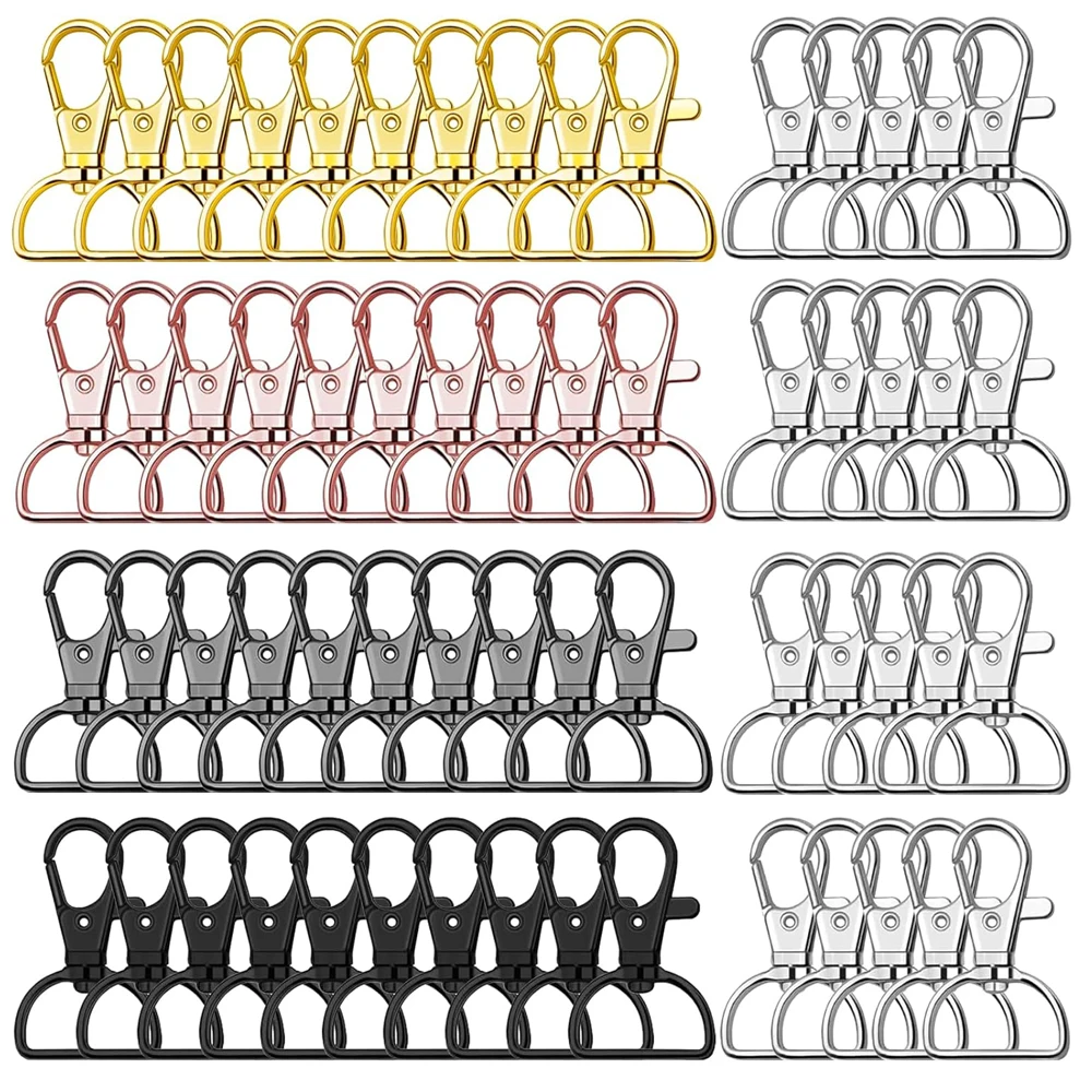 Metal Swivel Clasps Lanyard Snap Hooks Keychain Clip Hooks Lobster Claw Clasps with D Rings for Bag Purse Hardware Accessories