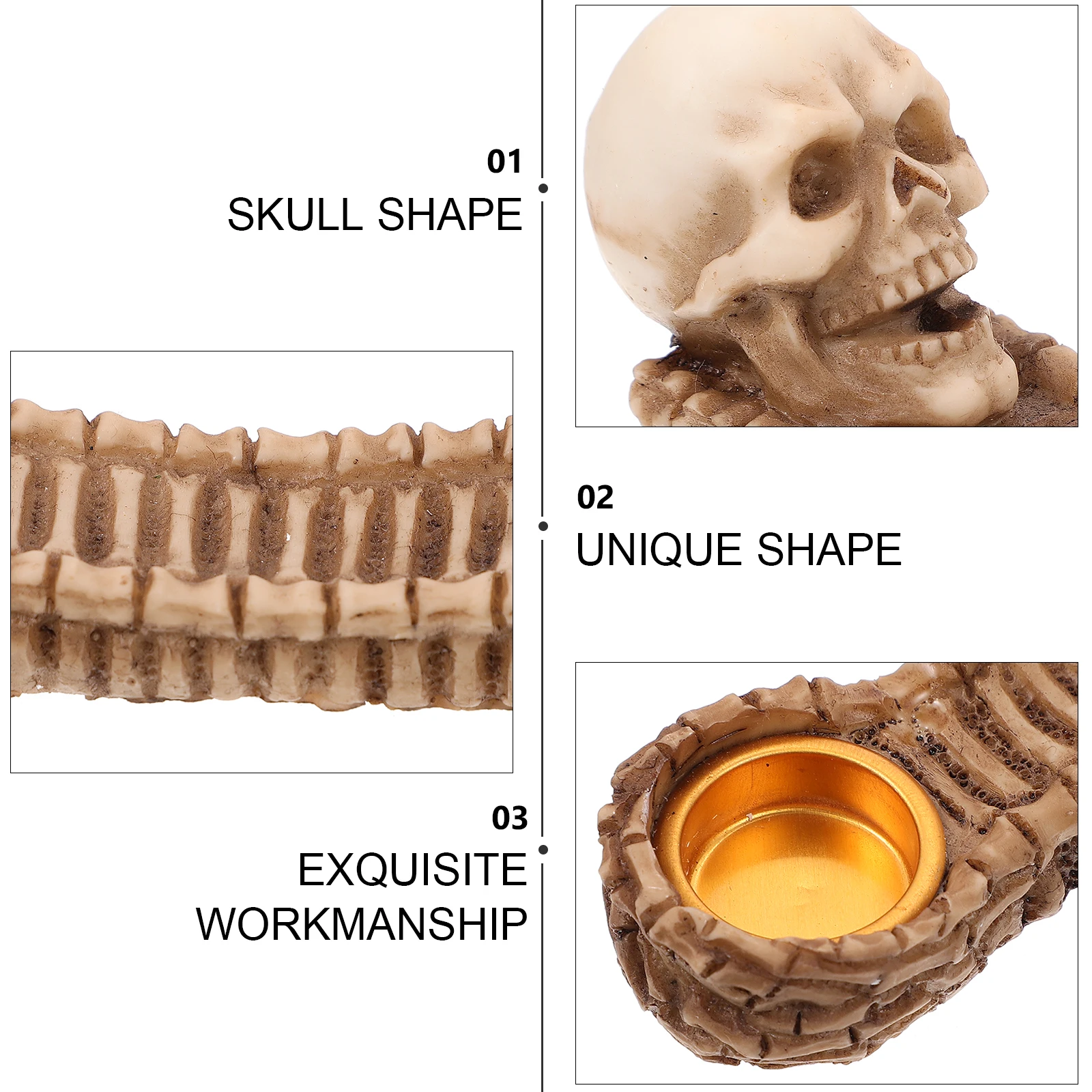 

Skull Incense Burner Resin Aroma Holder Indoor Censer Halloween Decor Creative Aromatherapy Furnace Retro Atmosphere Stress